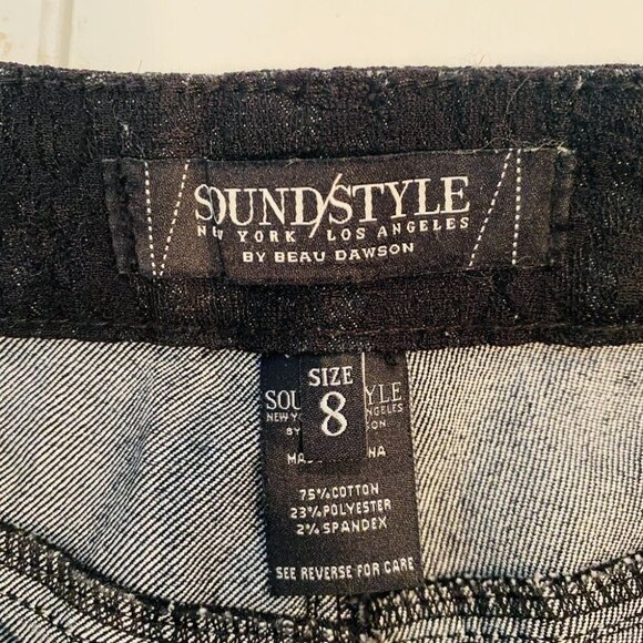 NEW Sound Style Elegant Black Jeans Floral Lace Overlay Sz 8 Preppy - Picture 7 of 12